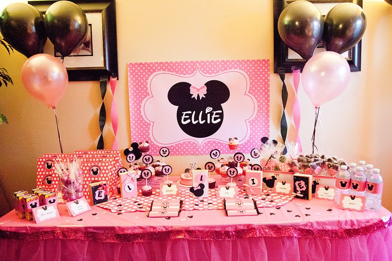 Backdrop for Minnie Mouse inspired birthday Party Choose PINK or RED Il_570xn