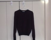 vintage 1980s longsleeve sweater navy blue red hearts