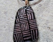 Fused Glass Pendant and leather necklace: Asymmetrical Weave