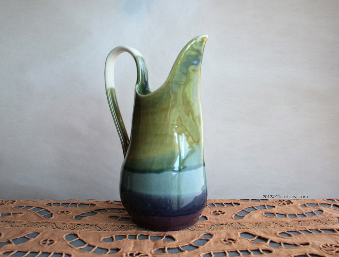 Rainbow Pitcher, Tall Vase, OOAK Pottery