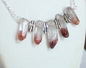Lepidochrosite in Quartz Bead Sterling Silver Wire Wrapped Necklace