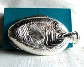 Vintage Silver Hip Flask Figural Fish Towle