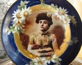 Tattooed Lady Altered Vintage China Wall Plate