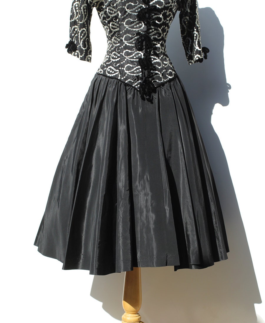 RESERVED  Embroidery Evening Taffeta Dress
