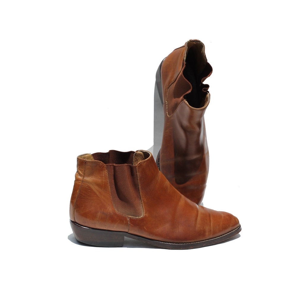 size: 9.5  Apple Cider Brown Leather Italian Ankle Boots