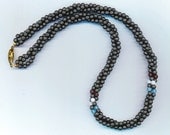 Hematite Necklace . Gray Gemstone Beads . Rose Quartz, Garnet, Aquamarine Beads - Magnetic Healer by enchantedbeads on Etsy