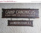 SALE // antique rustic wood camp sign // folk art