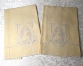 Antique Linen Towels Figural Woman Appenzel Style Art Deco