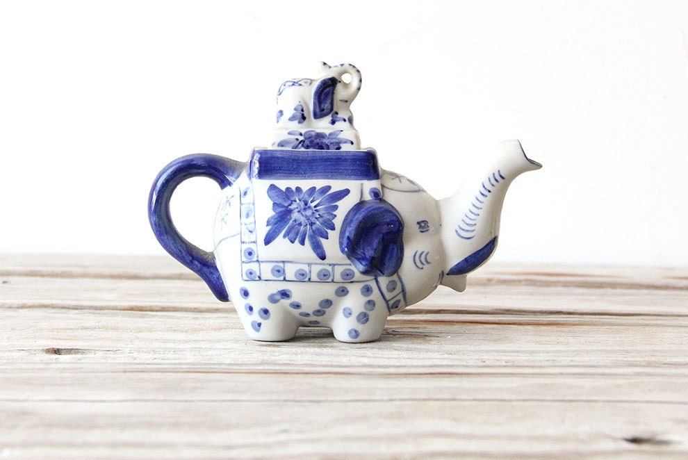 Blue & White Elephant Teapot