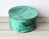 Large Round Faux Malachite Box