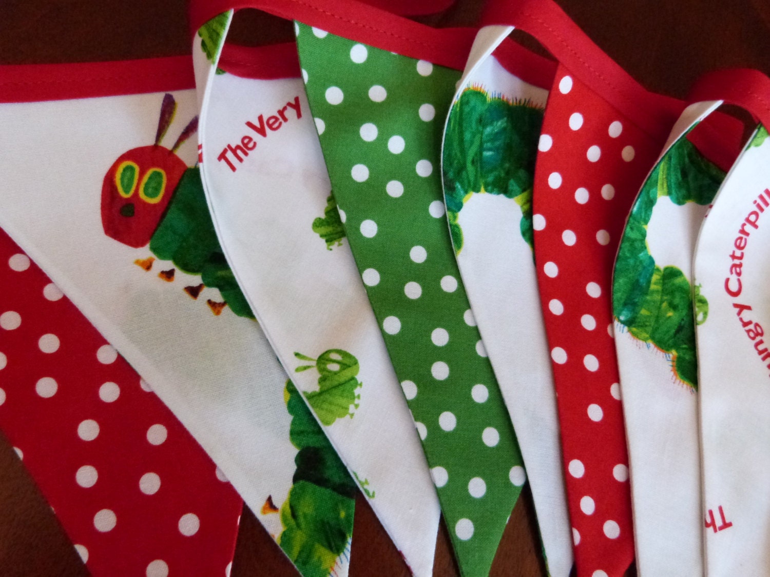 For Bri - The Very Hungry Caterpillar Party,  Birthday, Playroom, Classroon Decorating 10 Bunting Flags- 9 Feet