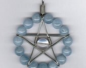 Nickel Silver Aquamarine & Clear Quartz Star Pendant