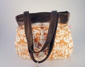 Leather and Linen Rayon Hobo Shoulder Bag - the Leather Swing Bag