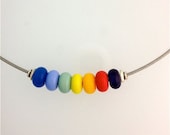 Rainbow and Gay Pride Lamp Work Necklace 18 1/2 ins.
