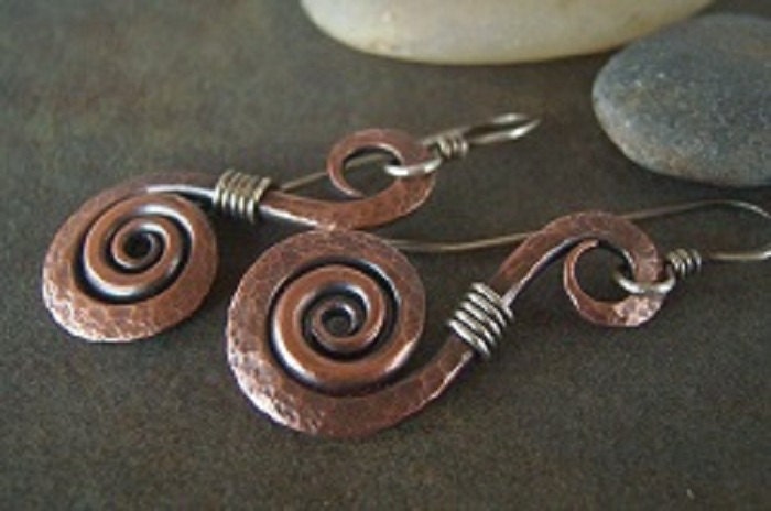 Sale-Tutorial for Rustic Hammered Swirls Earrings-PDF-Instructions.