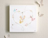 You are So Lovely- Original painting with gold leaf, baby and kids decor, childrens art, valentines, flowers, butterflies