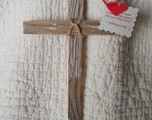 Rustic Vintage Upcycled  Wood Cross Wall Hanging - 8 inches - 70 Year Old  WOOD