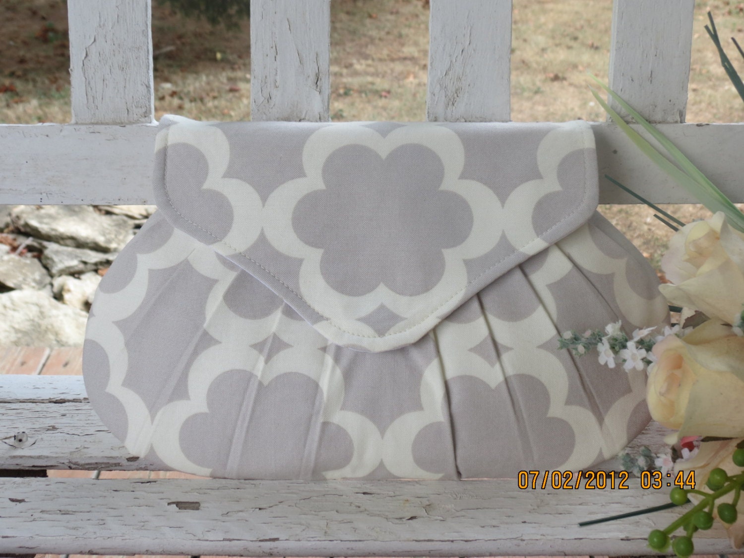 Beige and Ivory Clutch, Bridesmaids Gift, Small Handbag, Wedding Purse
