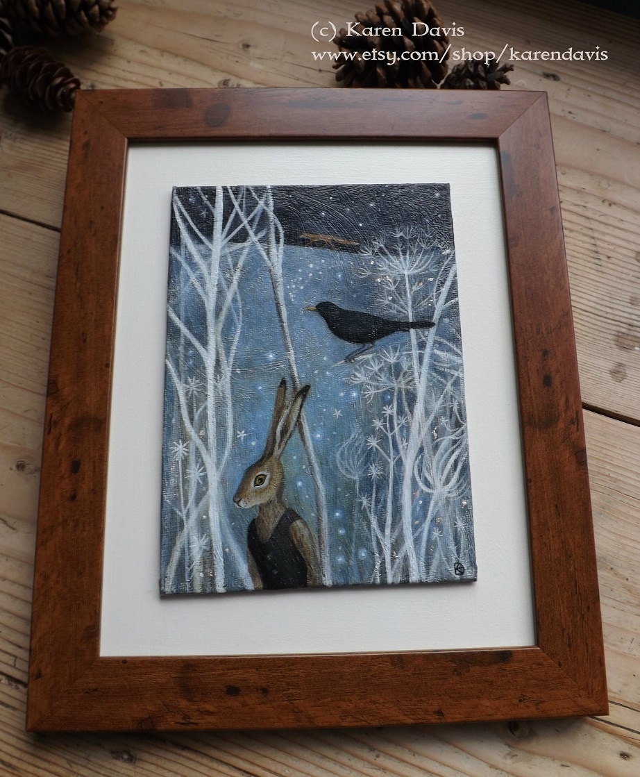 Midwinter Song. Original Framed Acrylic Painting.