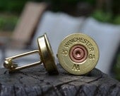 Shotgun Bullet Shell Cufflinks, Winchester AA 20 gauge cufflinks crafted from repurposed shell casings
