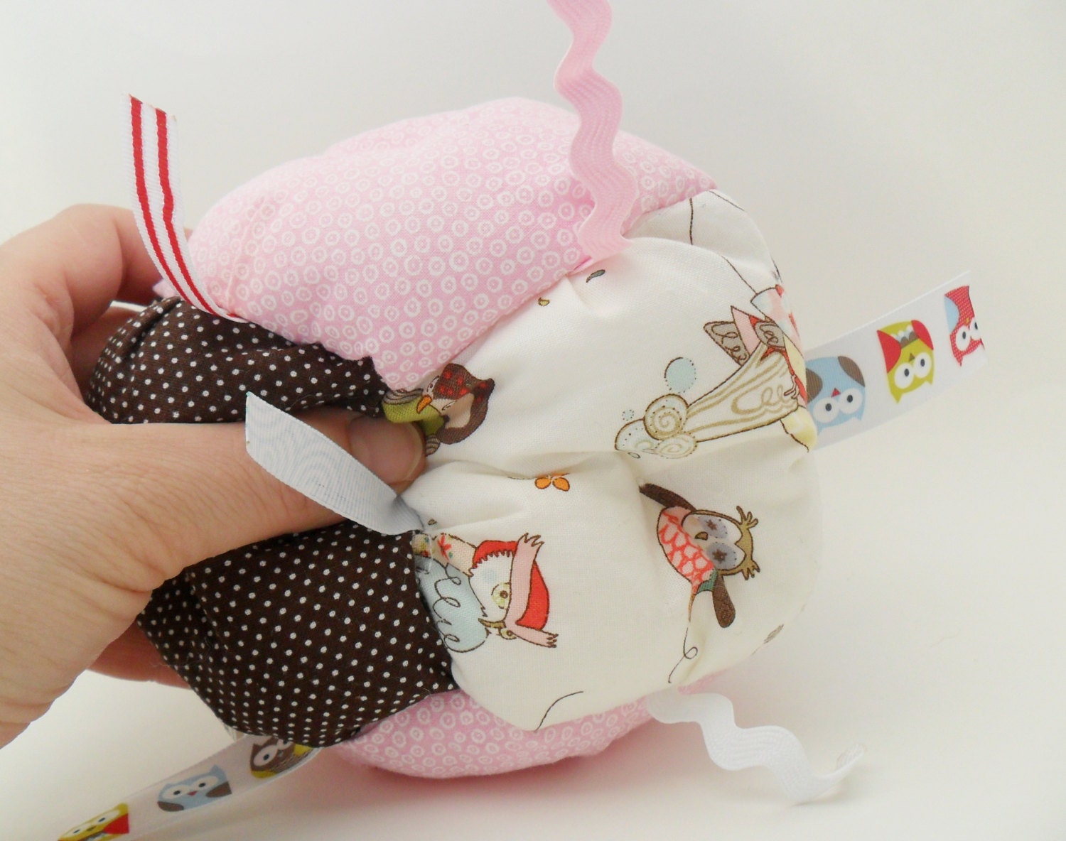 BEST SELLER -Jumble Ball Sensory Baby Block with rattle and ribbon tags - Baby Girl