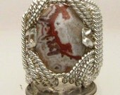 Handmade Sterling Silver Wire Wrap Rosetta Picture Stone Ring