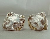 Vintage Sterling Silver Lioness Clip Earrings