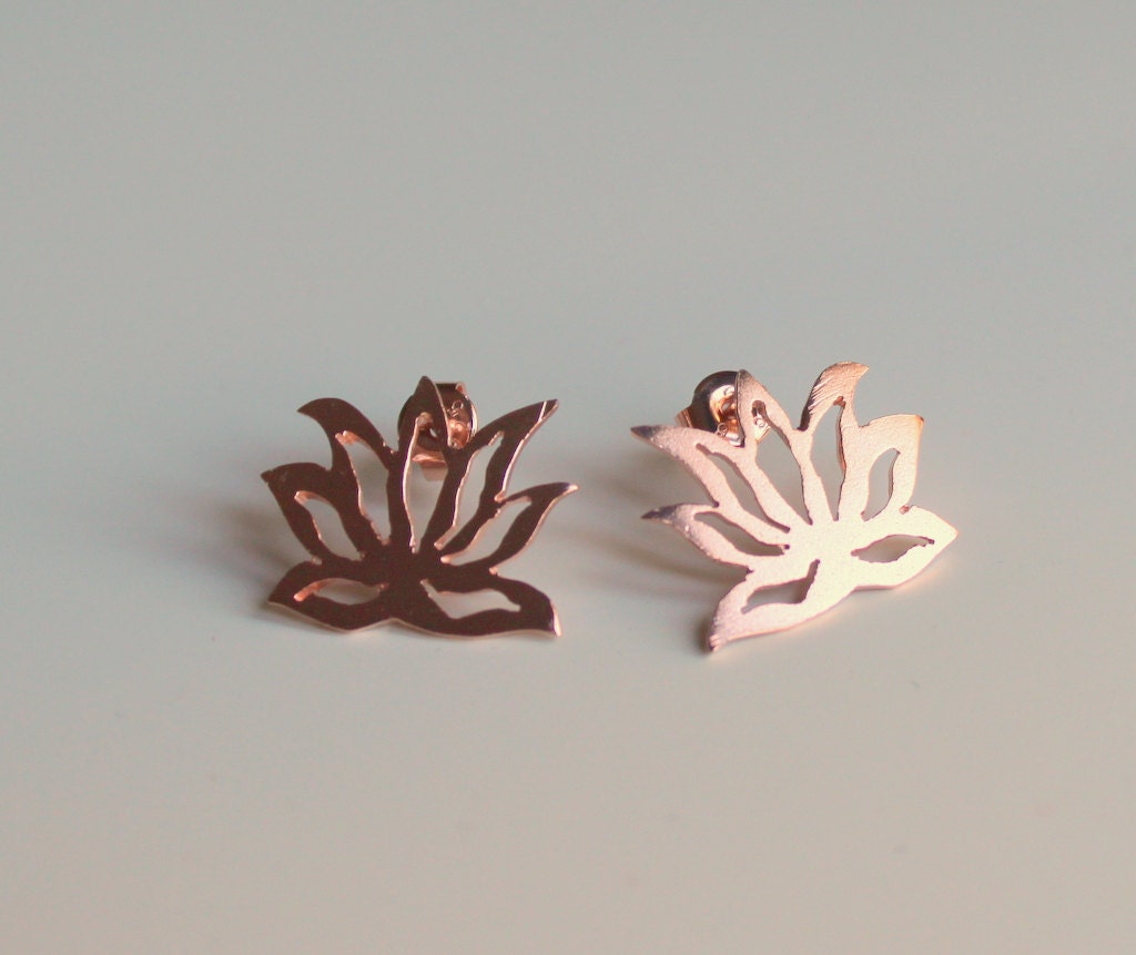 New Lotus Flower Serie -  Rose Gold Plated Stud Earrings