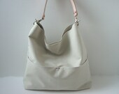 Casual, Simple Tote Bag, Bucket Tote - Neutral Stone Color with Leather for Women