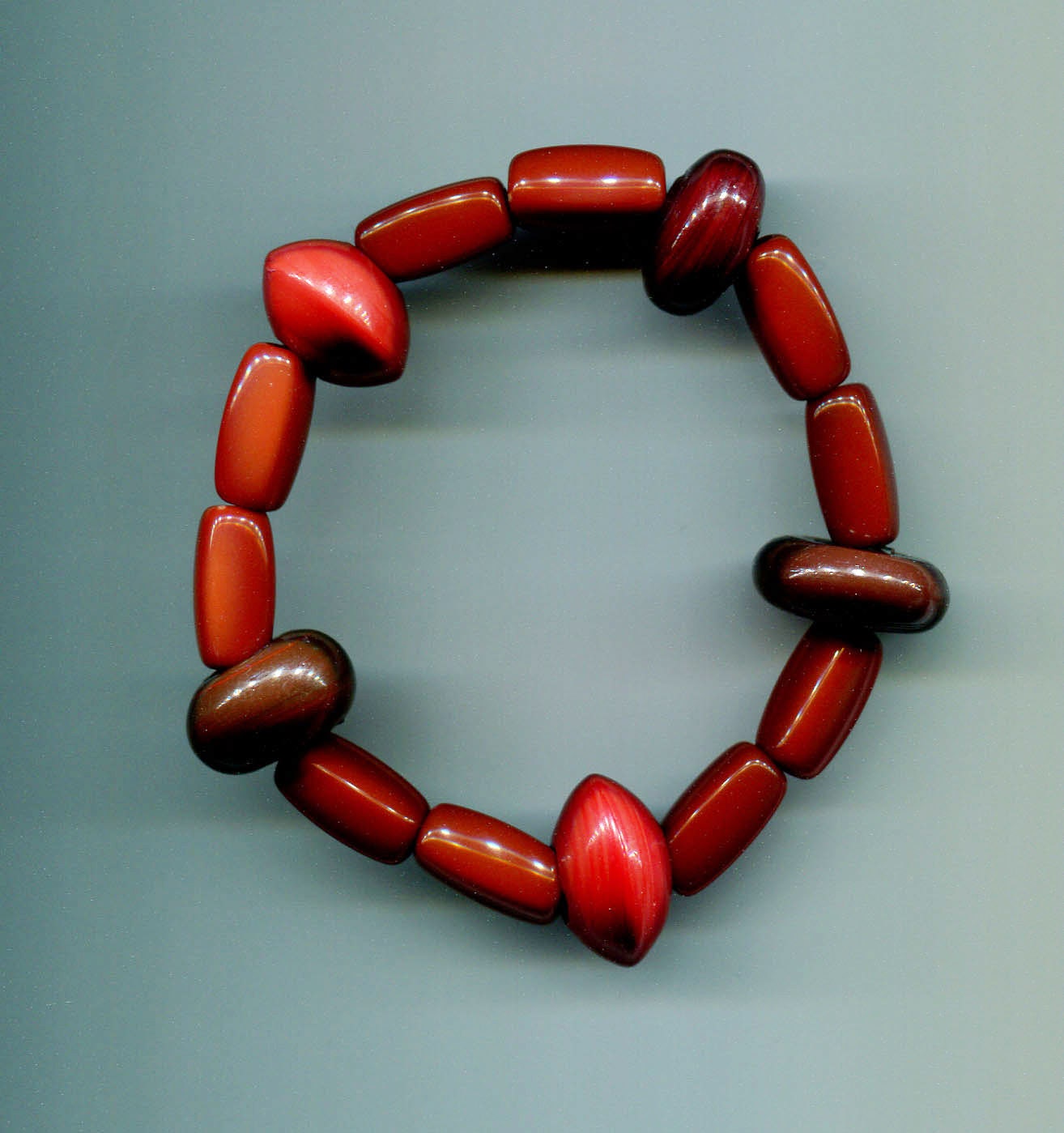 chunky bead bracelet sienna brown ceramic  stretchy beaded handmade jewelry