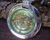 Silver Bezel with Green Dragonfly