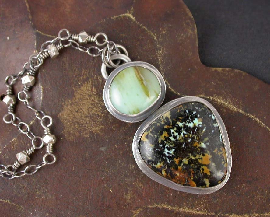 Courtland Plume and Peruvian Opal Cabochon Pendant Necklace