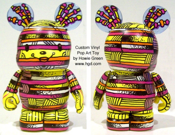 3" Pop Art Mickey Mouse Vinylmation Custom Toy Stripes 2413