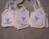 Rustic prim shabby Hand Crafted handstamped vintage style gift price tags Set of 25