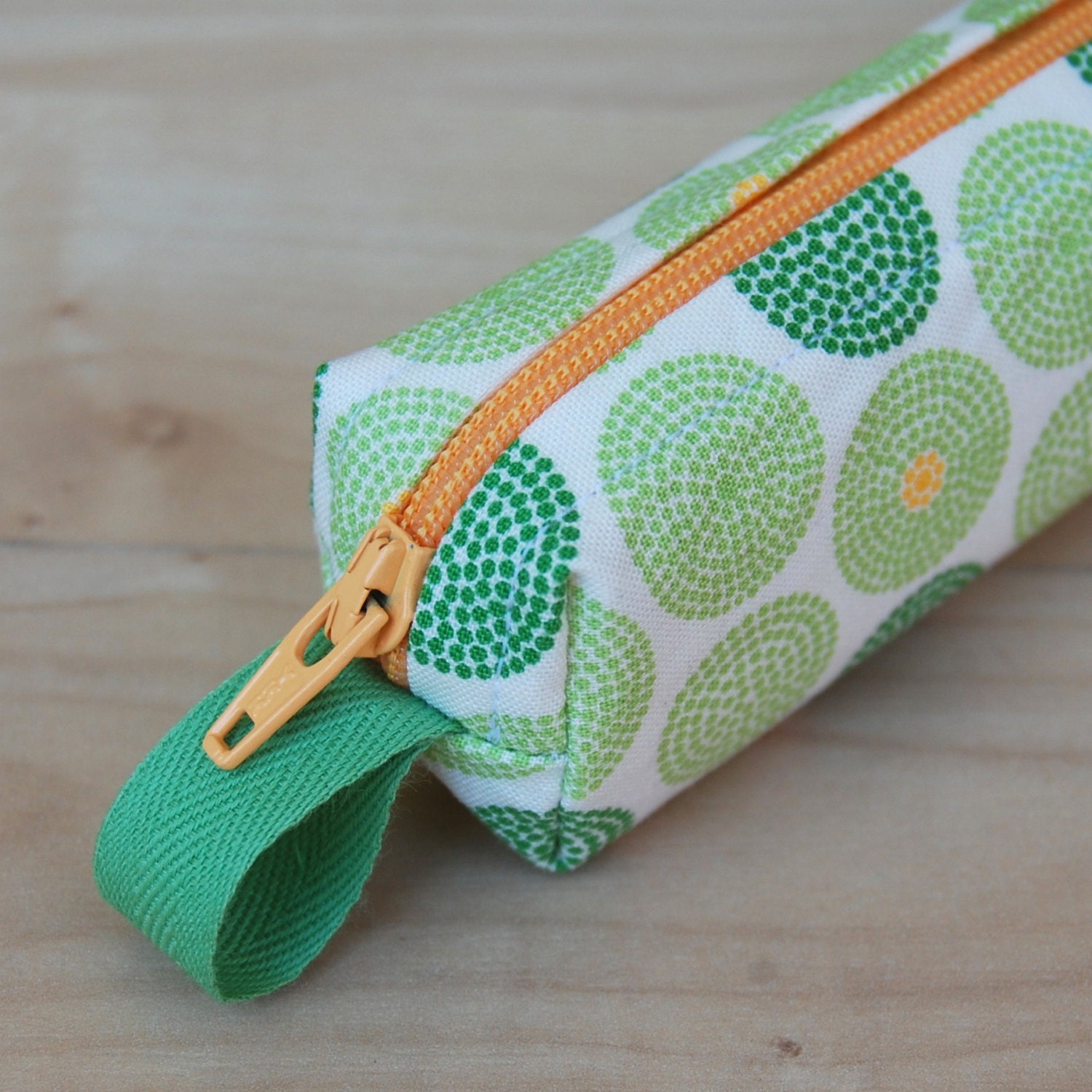 Green Sun Circles Bitty Bag (petite pencil or makeup case)