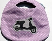 Baby Bib Black Vespa Scooter Pastel Dot