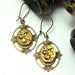 Golden Steampunk OOAK Earrings Vintage Bulova 17 Jewels Watch Movements Swarovski Designed by Mystic Pieces