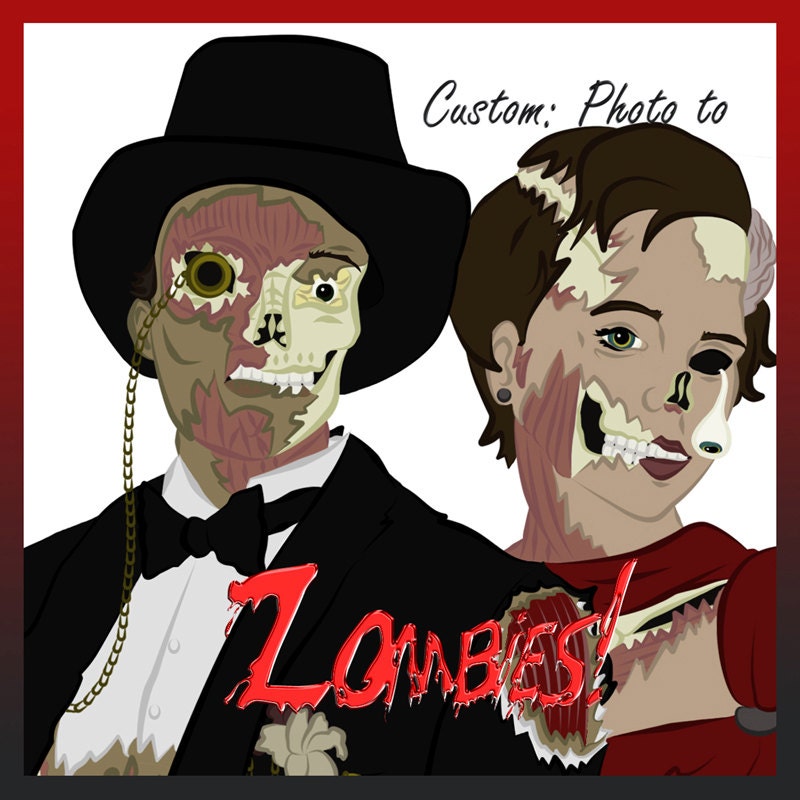 Custom - Photo to Zombies Digital Drawing. 8x10 or 11x14 300 dpi