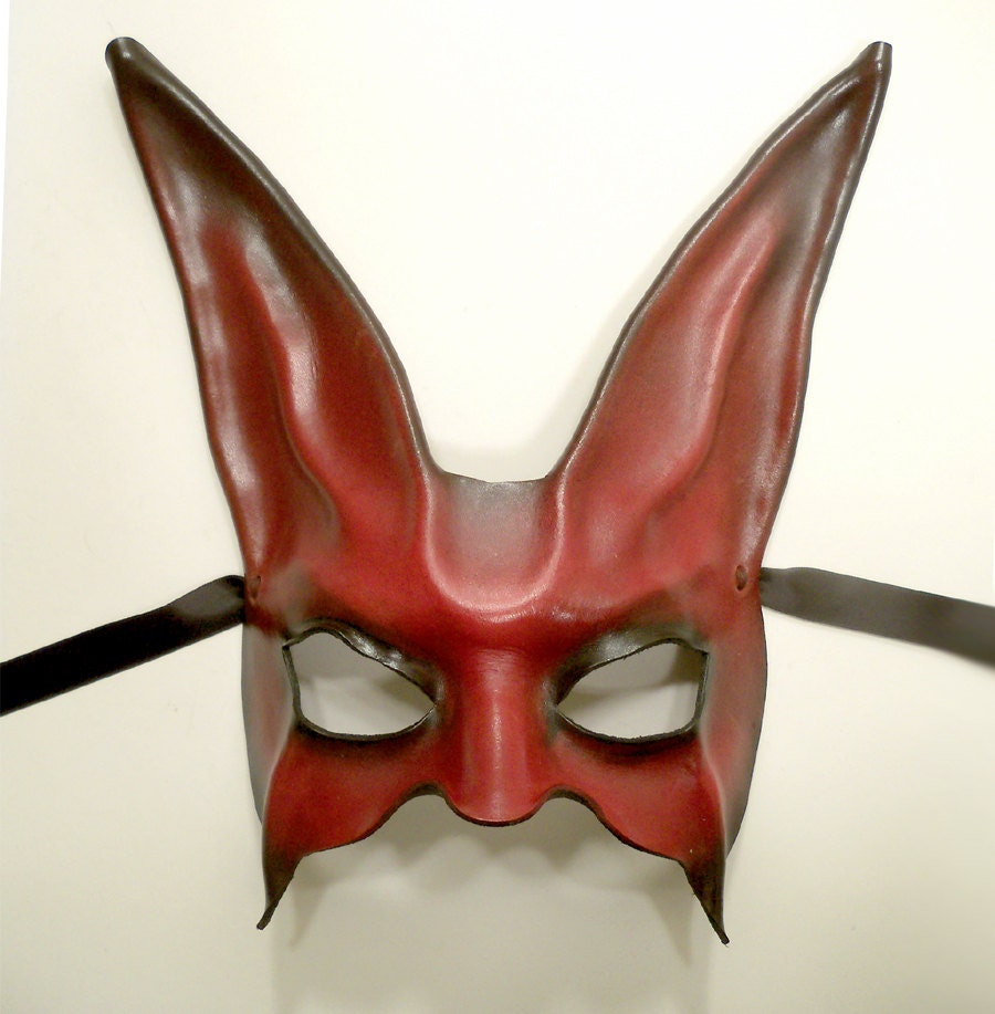 Rabbit Leather Mask is a little Creepy in Red and Black