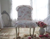 Romantic Ruffled Chair Slipcover Set...Cottage Rose