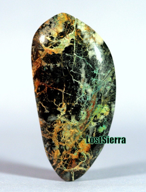 2013 New Gemstone Find "Sierra Creek Turquoise w/Gold Ore" Designer Cabochon 24mmX52mmX5.5mm