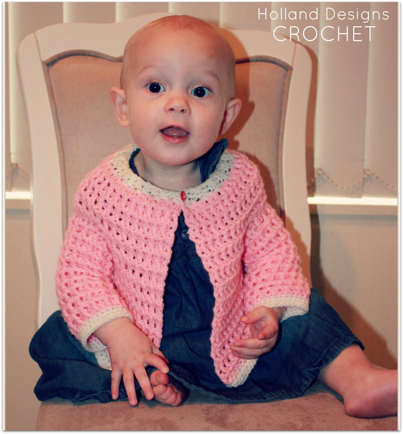 Download Now - CROCHET PATTERN - Waffle Baby Cardigan - 0-18 mos - Pattern PDF