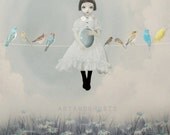 All in a Row - Digital Illustration / collage Art Print 10x8