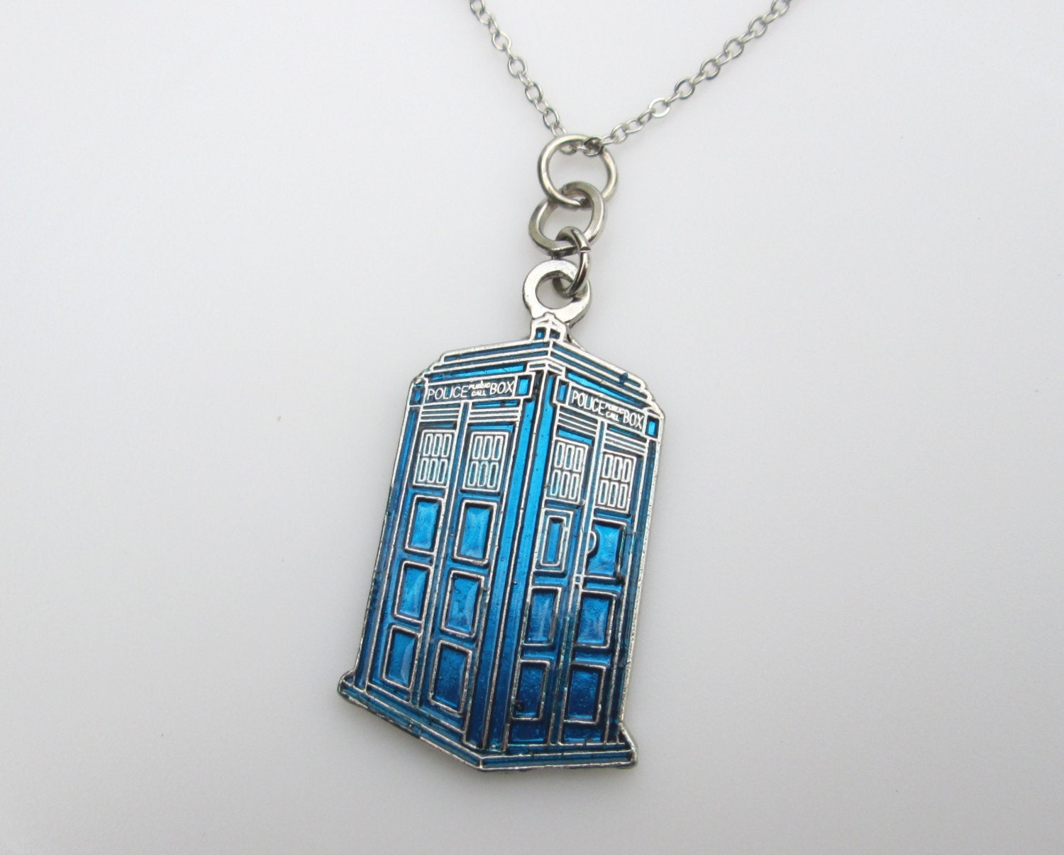 Doctor Who TARDIS Necklace in Blue Color Finish