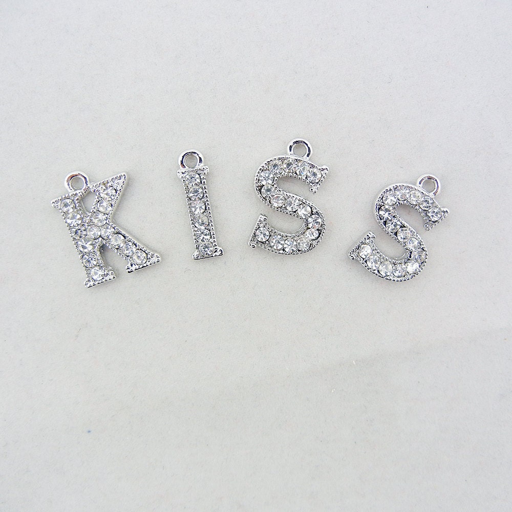Set of Rhinestone KISS Word Charms