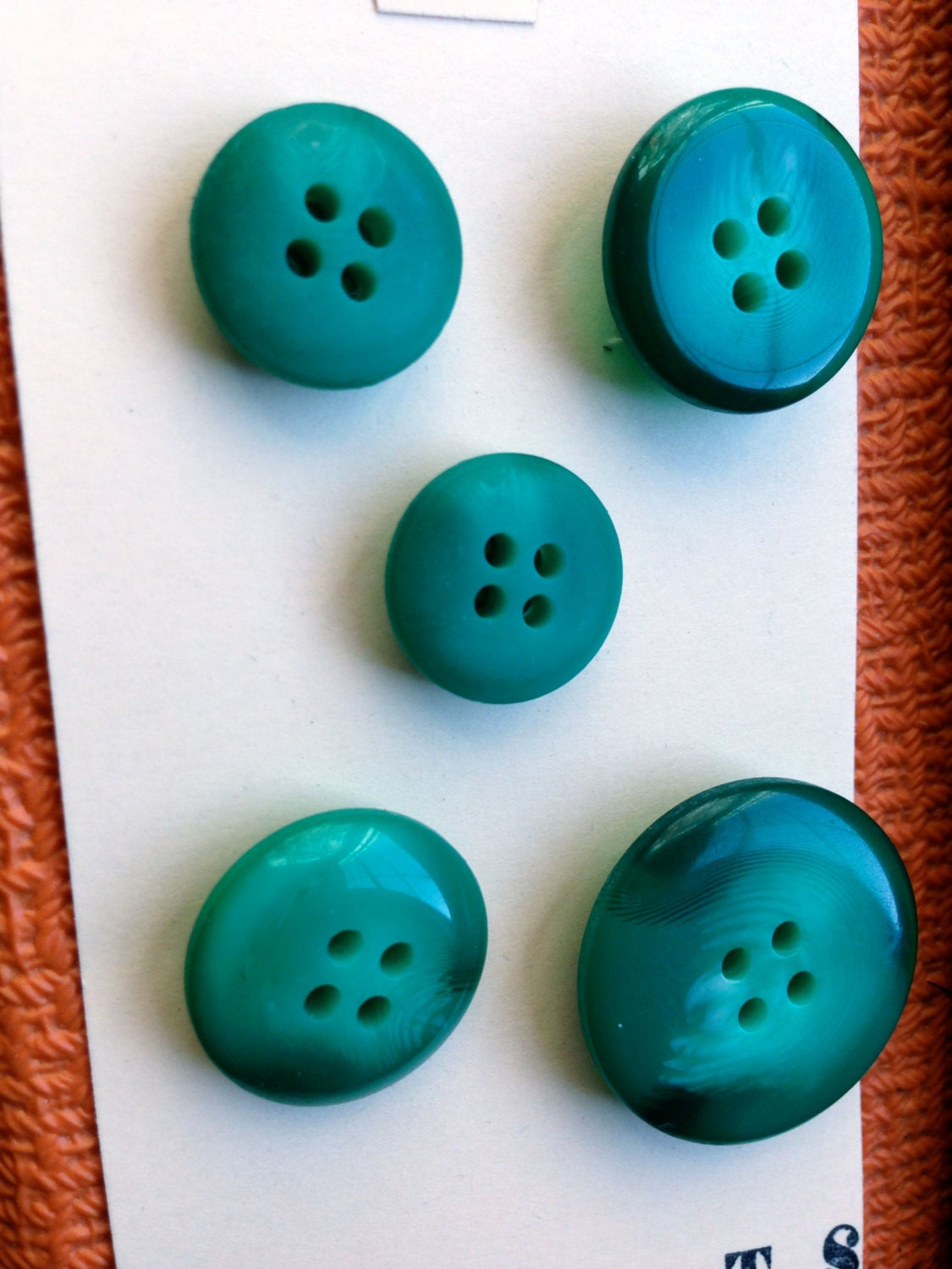 Teal Green Vintage Button Magnet 5pc Set