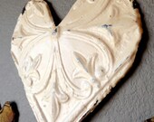 Antique Ceiling Tin Heart Wall Hanging / Architectural Salvage Art