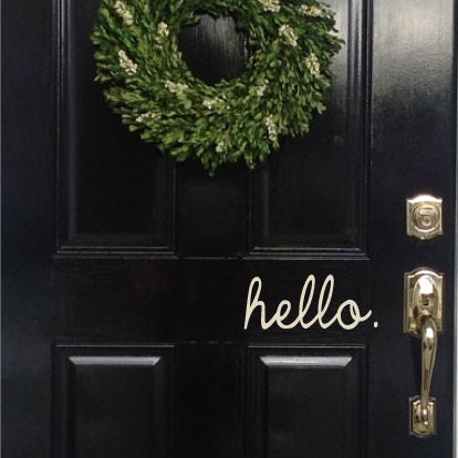 hello goodbye door lettering 4" x 8" you choose the color vinyl decal lettering