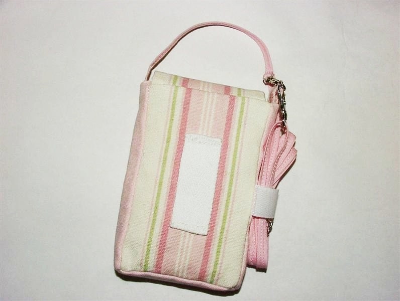 Smartphone iPhone Evo Droid Cell Phone Blackberry Case Purse Vertical Cross Body Strap: Pink Stripes