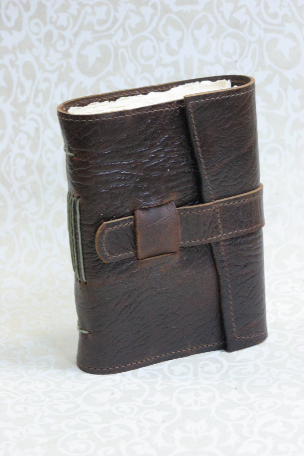 Dark Brown Leather Journal by Binding Bee with Handmade Paper